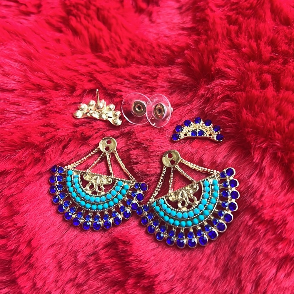 Blue and gold earrings